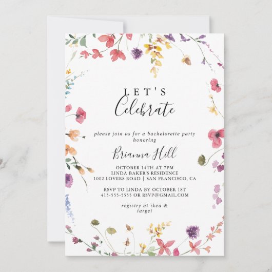 クラシックカラフルワイルドレッツ祝のパーティー 招待状 (正面)