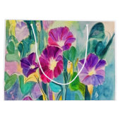 クラシックカラフル水の色フローラモーニングカロリー ラージペーパーバッグ (裏面)