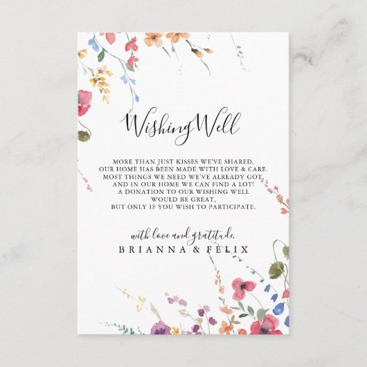 クラシックカラフル野フローラ結婚の願い井戸 エンクロージャーカード (正面)