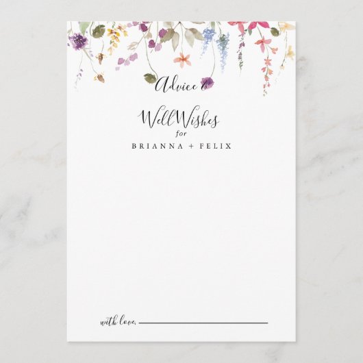 クラシックカラフル野フローラ結婚の願い アドバイスカード (正面)
