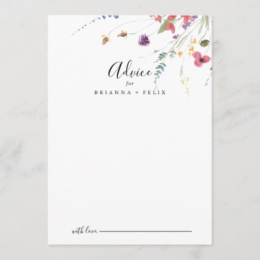 クラシックカラフル野フローラ結婚ズ アドバイスカード (正面)