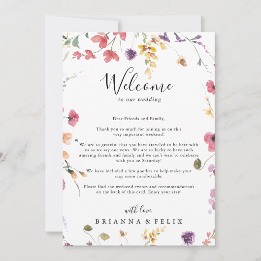 クラシックカラフルWild結婚 Welcome Letter (正面)