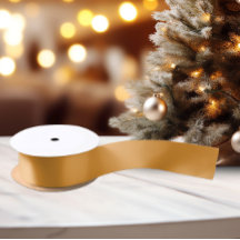 クラシックカラー – ゴールデンオレンジ無地のサテンリボン