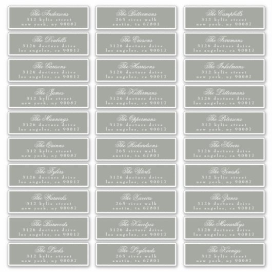 クラシックカリグラフィセージグリーンゲスト住所 シール (正面)