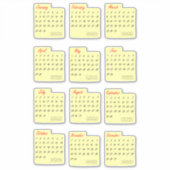 クラシックカレンダー月任意の年のステッカーパック シール (正面)