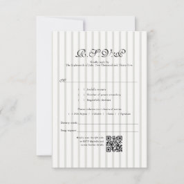 クラシックカントリークラブストライプQRコード結婚式RSVP 出欠カード