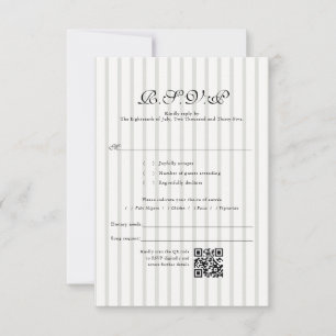 クラシックカントリークラブストライプQRコード結婚式RSVP 出欠カード