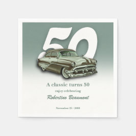 クラシックカーが50歳の誕生日を迎える スタンダードカクテルナプキン