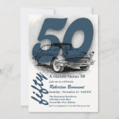 クラシックカーが50歳の誕生日を迎える 招待状 (正面)
