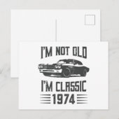 クラシックカーだよ、決して年をとったわけじゃない 1974 50歳誕生日カー ポストカード (正面/裏面)
