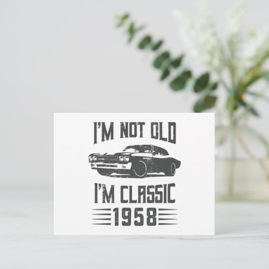 クラシックカーだよ 1958年生まれ 70歳の誕生日 ポストカード (スタンド正面)