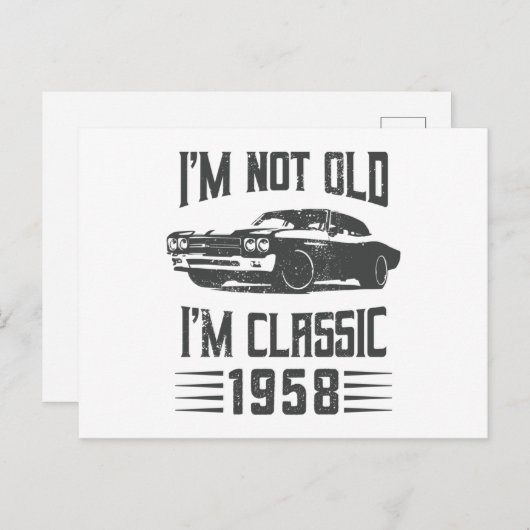クラシックカーだよ 1958年生まれ 70歳の誕生日 ポストカード (正面/裏面)