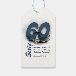 クラシックカーで旅する60歳の誕生日 ギフトタグ