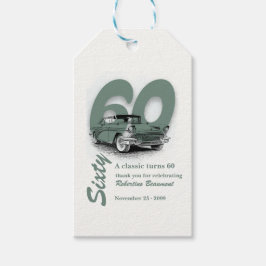 クラシックカーで旅する60歳の誕生日 ギフトタグ