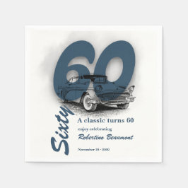 クラシックカーで旅する60歳の誕生日 スタンダードカクテルナプキン