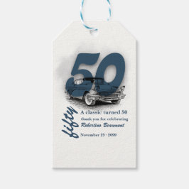 クラシックカーで50歳の誕生日をお祝い ギフトタグ
