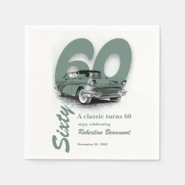 クラシックカーで60歳の誕生日をお祝い スタンダードカクテルナプキン