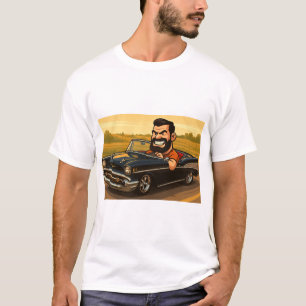 クラシックカーに乗って気ままなドライブ – カートゥーンの運転手 Tシャツ