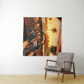 クラシックカーに乗るエレガントな女性 タペストリー (インサイチュ(横))