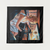 クラシックカーに乗るエレガントな女性 タペストリー (正面(横))