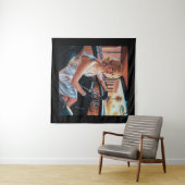 クラシックカーに乗るエレガントな女性 タペストリー (インサイチュ(横))