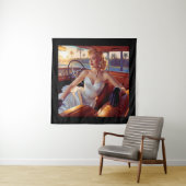 クラシックカーに乗るエレガントな女性 タペストリー (インサイチュ)