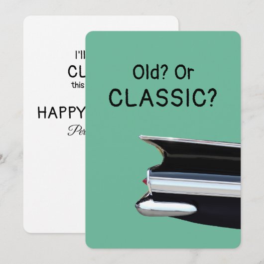 クラシックカーのようなお年寄りへおもしろ誕生日カード 1959 カード (正面/裏面)