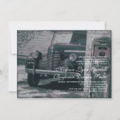 クラシックカーのガソリンスタンドのヴィンテージの結婚式招待状 招待状 (裏面)