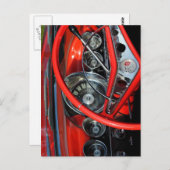 クラシックカーのハンドル ポストカード (正面/裏面)