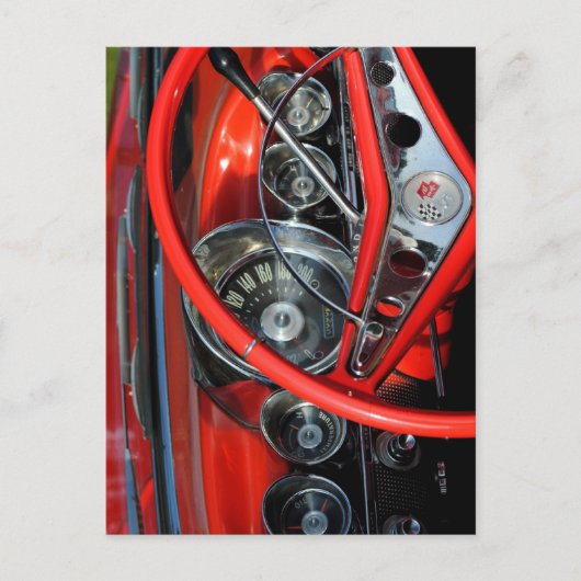 クラシックカーのハンドル ポストカード (正面)