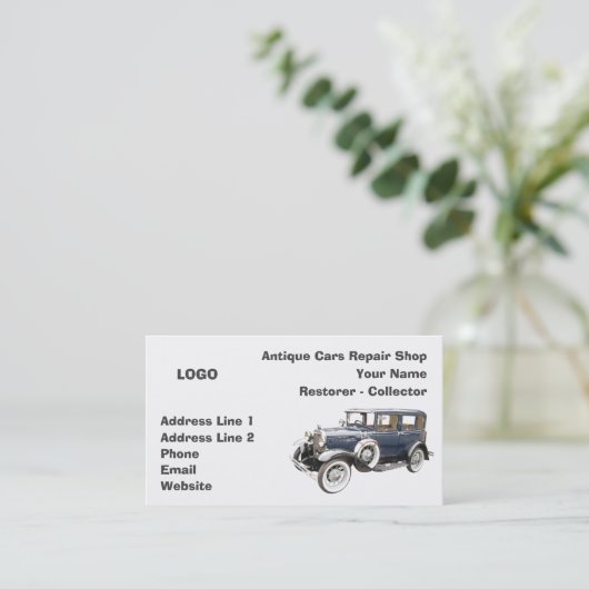 クラシックカーの修理工場のコレクター 名刺 (スタンド正面)