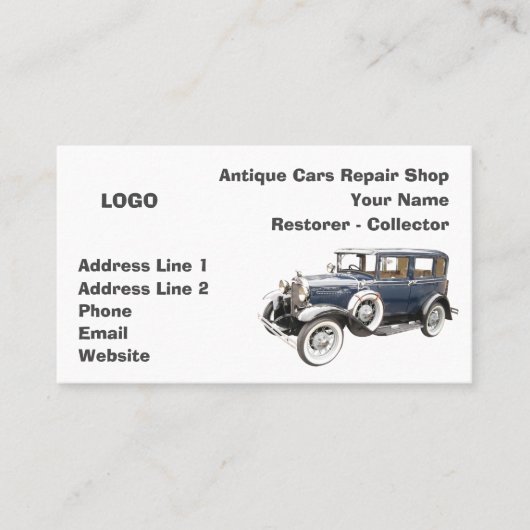 クラシックカーの修理工場のコレクター 名刺 (正面)