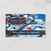 クラシックカーの自動車整備士ビジネスカード 名刺 (正面)
