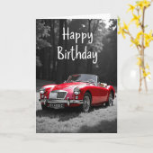 クラシックカーの誕生日カード カード (黄色い花)