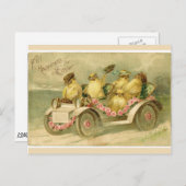 クラシックカーの郵便はがきのヴィンテージのイースターひよこ シーズンポストカード (正面/裏面)