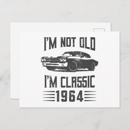 クラシックカーよ 1964 60歳誕生日カー ポストカード (正面/裏面)