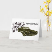 クラシックカーアートデザイン カード (黄色い花)