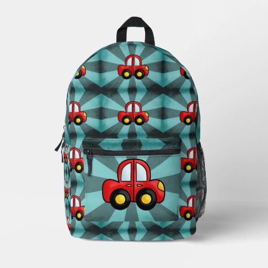 クラシックカーアート レトロ自動車プリント プリントバックパック (正面)