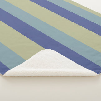 クラシックカーキとツーブルースパタストライプのーン シェルパブランケット