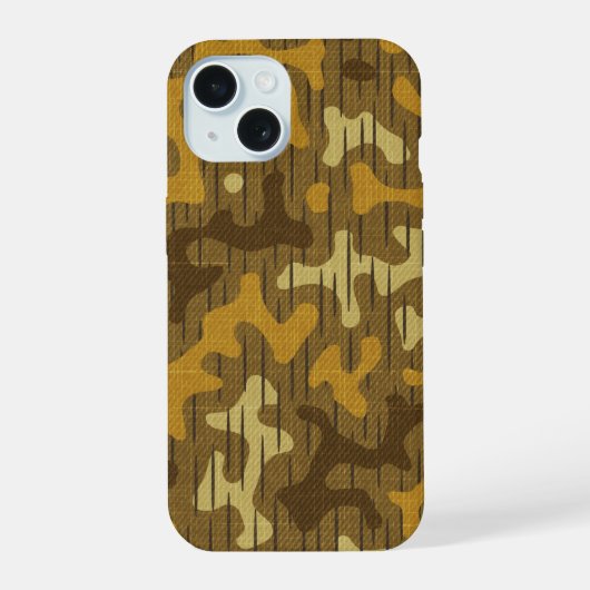 クラシックカーキ迷彩ブラウン iPhone 15ケース (裏面)