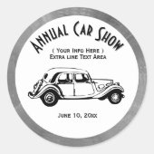 クラシックカーショーステッカー二重線カスタマイズ ラウンドシール (正面)