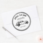クラシックカーショーステッカー二重線カスタマイズ ラウンドシール (封筒)