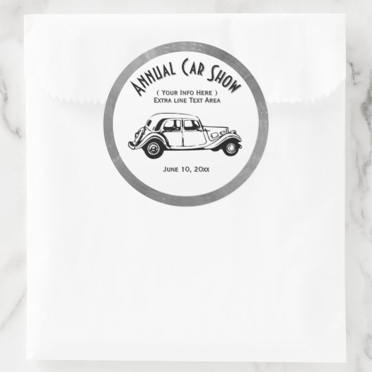 クラシックカーショーステッカー二重線カスタマイズ ラウンドシール (バッグ)
