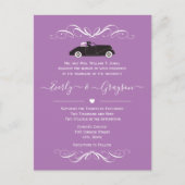 クラシックカー任意の色パープル結婚ズ インビテーションポストカード (正面)
