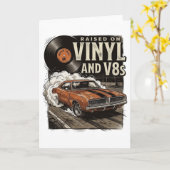 クラシックカー好きのためのヴィニールとV8のTシャツ カード (黄色い花)