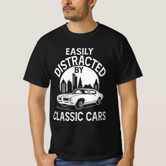 クラシックカー好きのための面白いデザイン Tシャツ (正面)