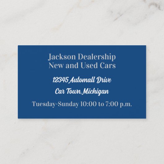 クラシックカー深いブルービジ車のネス 名刺 (裏面)