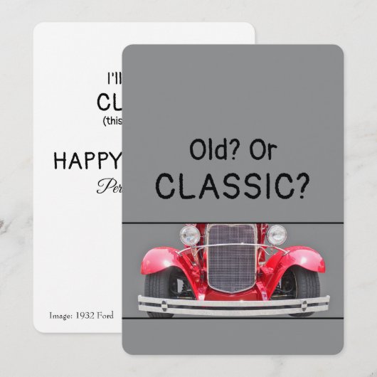 クラシックカー？おもしろ誕生日カード 1932年式Ford カード (正面/裏面)