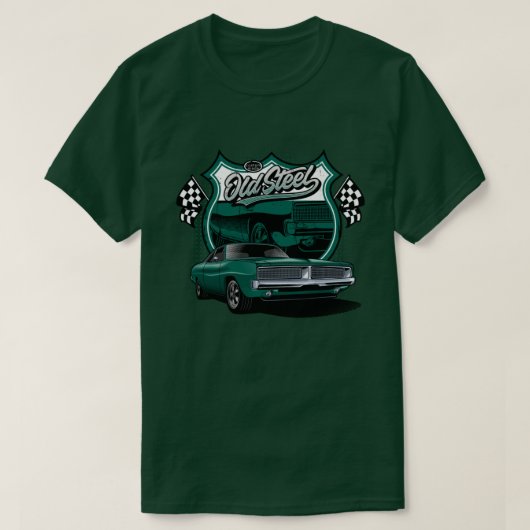 クラシックカー オールドスチール レース柄 Tシャツ (デザイン正面)