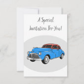 クラシックカー 1948 カートゥーンイラスト 招待状 (裏面)